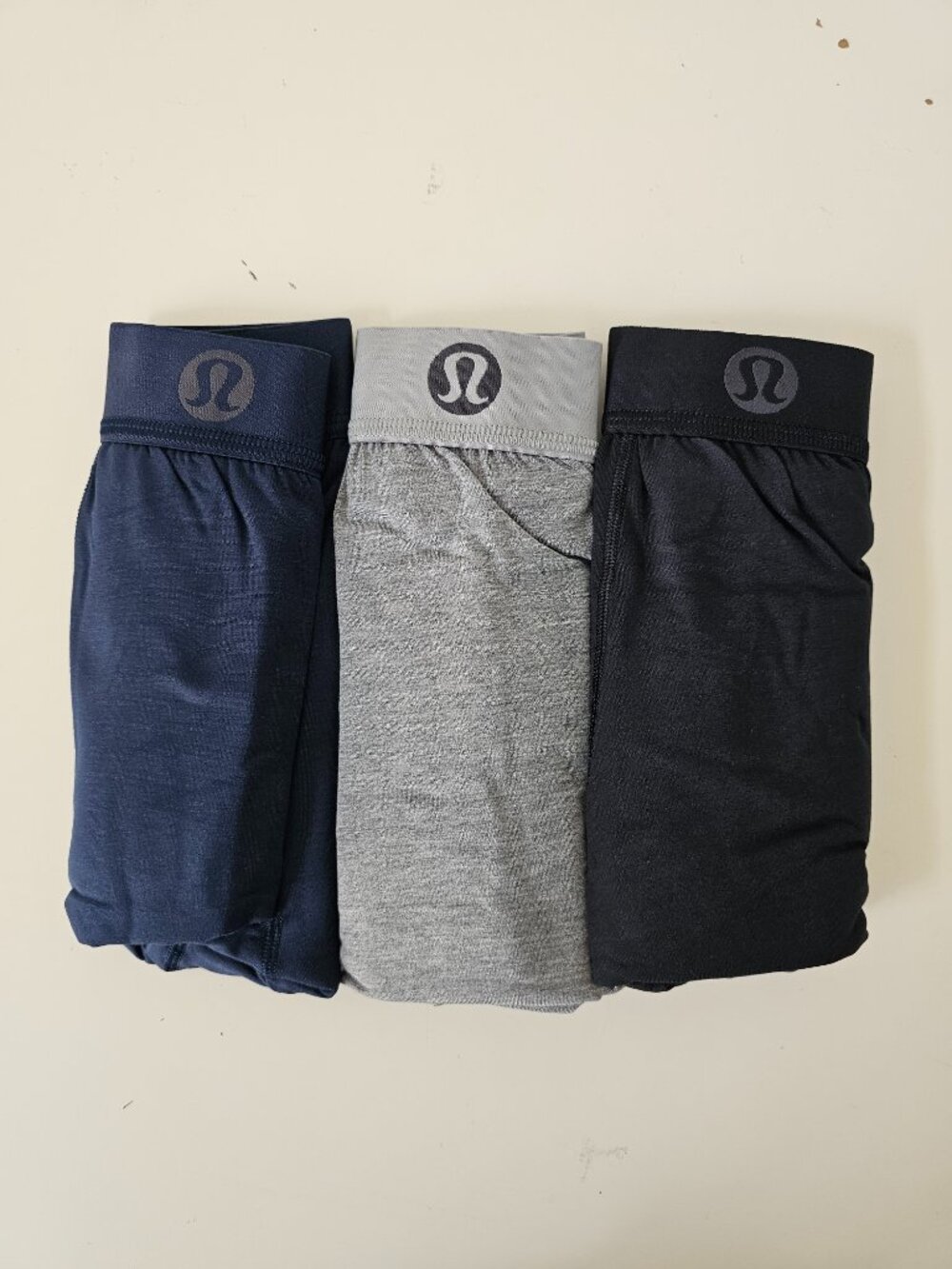 NIB LULULEMON Blue Gray/Grey Black Always In Motion Modal Boxer 5" XL 3-Pack